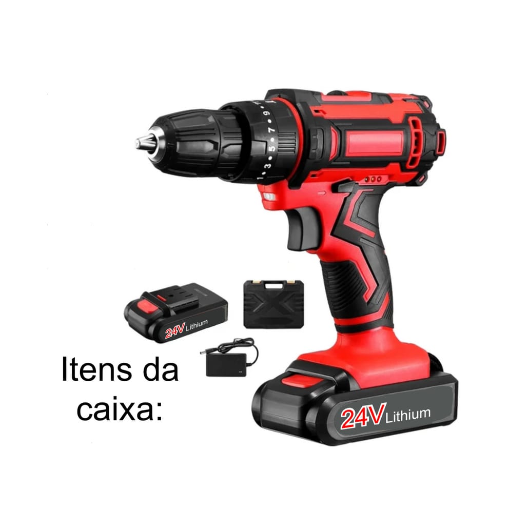 Taladro Inalámbrico TaoNuokeyi 24V con Motor sin Escobillas y 2 Baterías